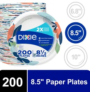 Dixie Disposable Paper Plates, 8.5", Multi-Color, 200 Count Dixie Disposable Paper Plates, 8.5", Multi-Color, 200 Count