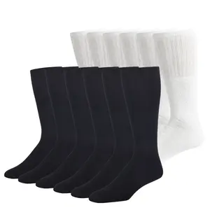 12 Pairs Tube Socks Over The Calf Premium Cushion Sports Athletic Knee High Support Workout Running Comfort Sweat-absorbing Anti-Slip Soccer Chicano
