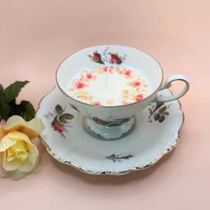 Vintage Teacup Candle: Handcrafted Lavender-Scented Mrs. Pearl Candle - Unique Home Decor and Birthday Gift Idea