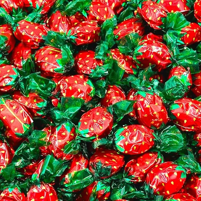 Strawberry Hard Candy Individually Wrapped 1 lb Bag (Approx. 85 Pieces) Old Fashioned Strawberry Candy Classic Retro Hard Candy Bulk Strawberry Candies for Parties Candy Bowl & Gifts