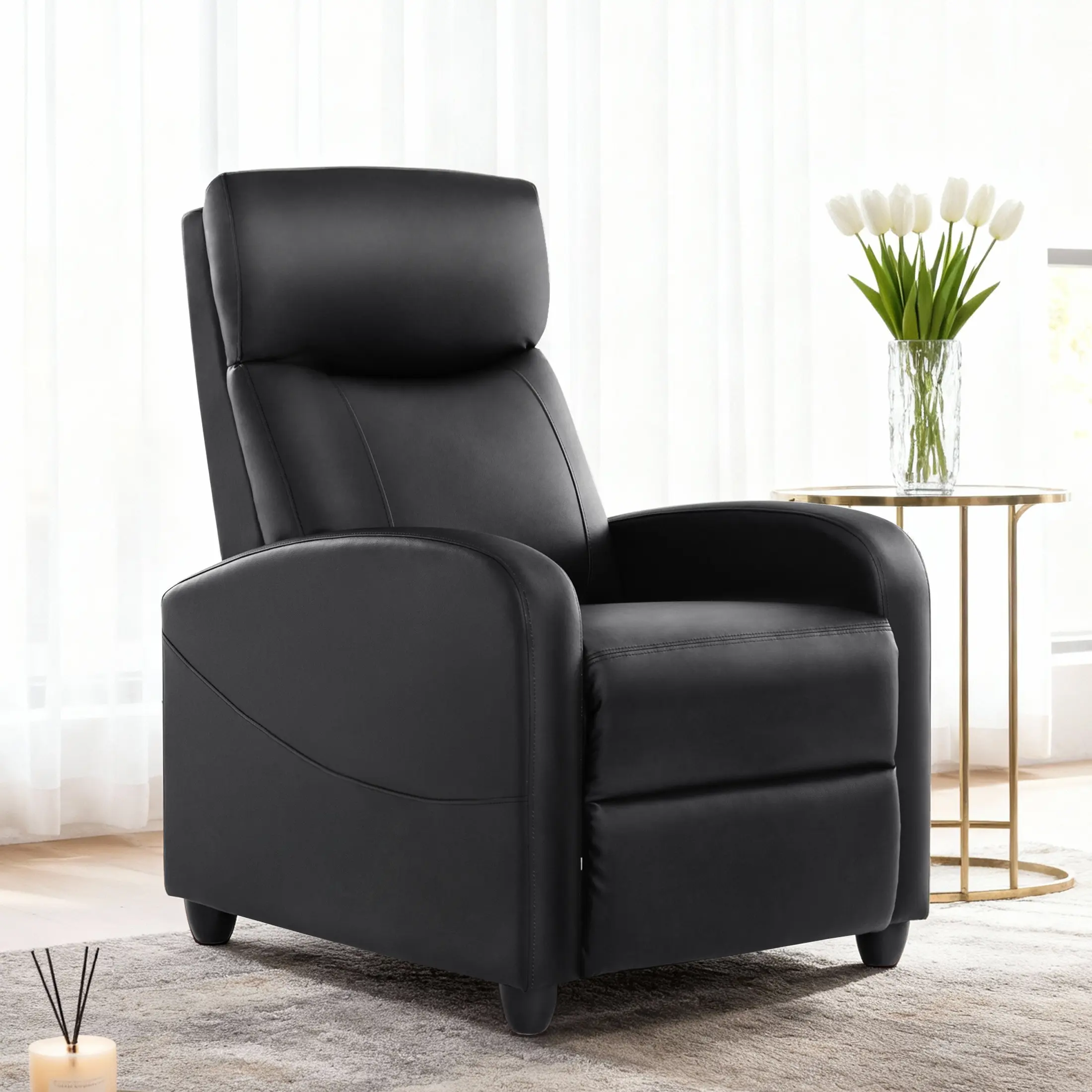 Recliner Chair for Living Room, Massage Recliner Chair Theater Chairs Adjustable Modern Reclining Chair with Padded Seat Backrest