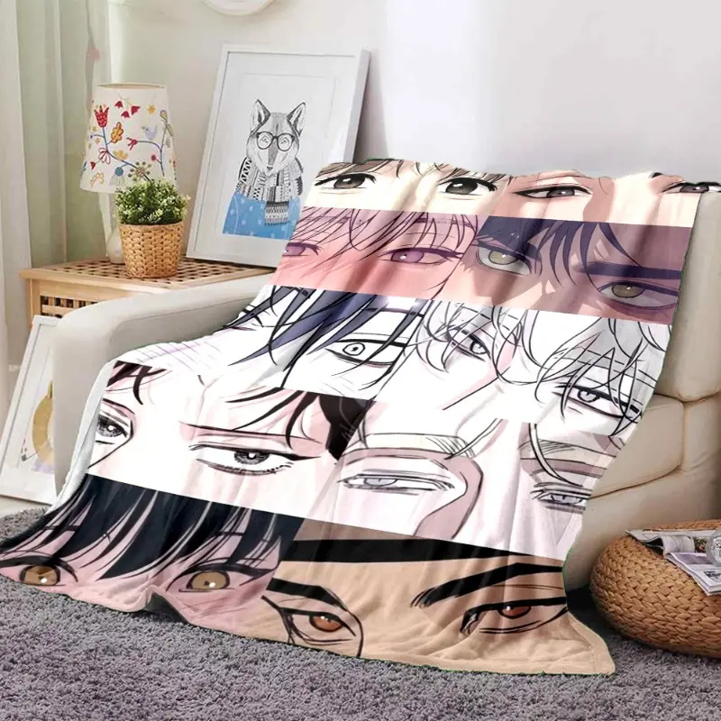 BL Manhwa Boys' Eyes Collage Flannel Throw Blanket - Yaoi Anime Character Eyes Design, Butter-Soft Cozy, Durable Print, Otaku Room Decoration, Must-Have Item for Manhwa Fans, Thrown summerwins