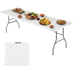 Portable Folding Plastic Table 6 Feet Multifunctional Desk for Home Outdoor Gathering