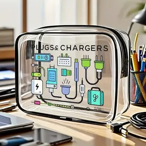 PVC Waterproof Storage Bag, Fun Design for Data Cables, Compact Unisex Travel Essential, Ideal for Airport Gym Daily Use, Halloween Gift Bag, Travel Organizer Bag