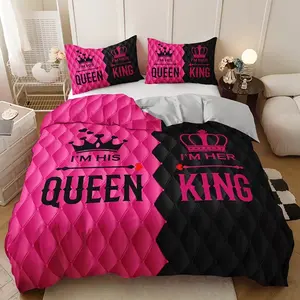 King & Queen Bedding Set, 3-Piece Bed Sheets Set (1 Fitted Sheet + 2 Pillowcases), High-Definition Print, All-Year Home Decor, Seasonal Bedroom Use