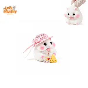 LETSSQUISHY Handmade Taba Squishy Hamster Toy, Cute Squishy Hamster Fidget Toy, Realistic Hamster Toy, Soft Silicone Mochi Furry Toy, Stress Relief Gift for Adults & Kids, Sensory Anxiety Plushie (White)