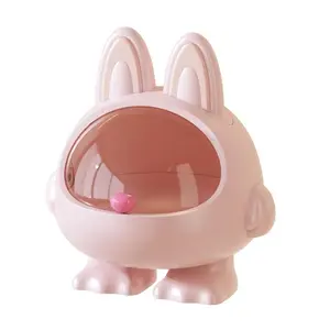 Cute Bunny Ears Storage Bucket Hair Accessory Organizer Box, Durable Lightweight Organizer, Home Desktop Storage Solution, Cartoon Storage Box, Plastic Storage Bin