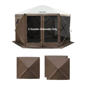 【Summervibes】VEVOR Canopy Sidewalls, 5.67 x 4.85 ft, Canopy Tent Walls with Waterproof and Sunlight Protection Layer, One-Sided Window Design, Fit for Outdoor Event Tents, Vendor Booths (3 Sidewalls Only, Brown)