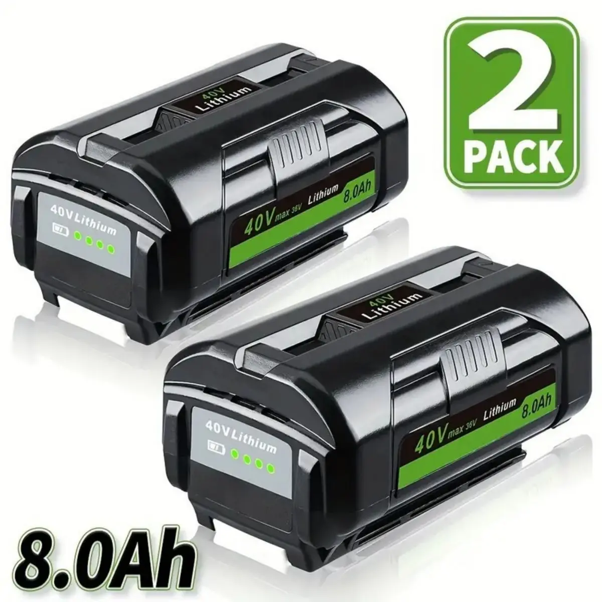 40V Cordless Lithium Rechargeable Power Tool Replacement Batteries (2 Packs, 8.0Ah) Compatible with Ryobi OP4040, OP4026, OP4030, OP4050, OP4060A, Cordless Battery, Lithium Rechargeable Battery