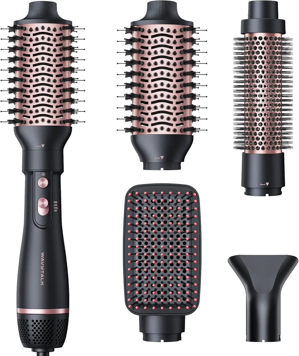 Wavytalk Hair Dryer Brush Set, Air Sculpt 4-in-1 Hot Air Brush Set | Blowout Brush Styler for Salon Blowouts, Volumizing, and Straightening, Sleek Frizz-Free for Every Hair Type, Black