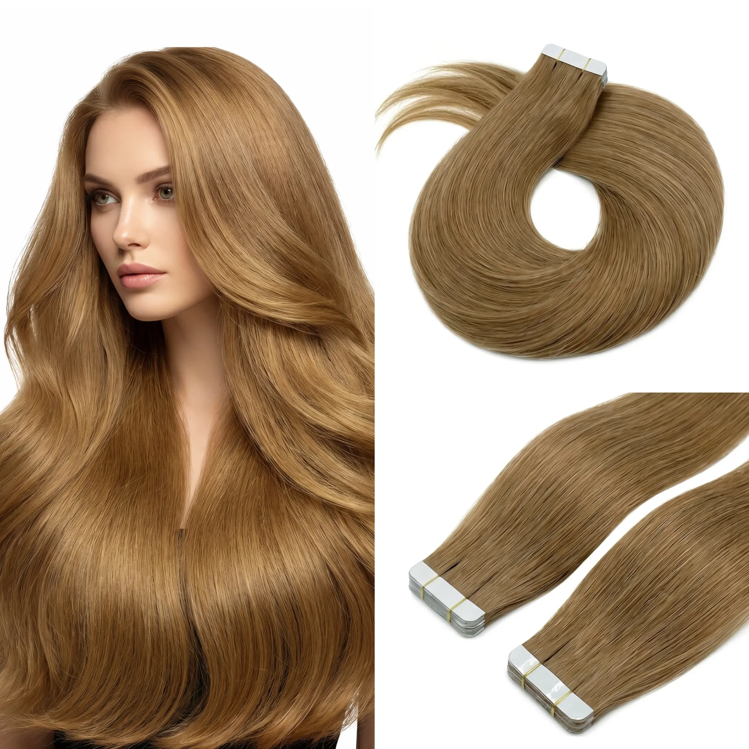 LISLA Hair 18inch-26inch Tape in Brown Shades Remy Human Hair 50g per pack, 20 pieces  Natural Straight Hair For Women