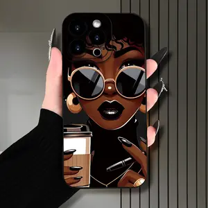 A Creative Black Leather Beautiful Woman Pattern Phone Case for Iphone17 Pro Max Plus Air/16/15/14/13/12/11 Unisex Creative Fashion, Gifts for Friends, Family, Boyfriends, Girlfriends