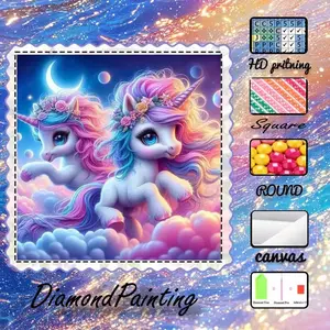 5D-DIY, premium velvet canvas, diamond art, diamond painting, unicorn dream AB diamond, fairy dust diamond, crystal diamond, perfect home decor, handmade diamond art painting kit, special craft diamond art kit, Diamond Art Mosaic