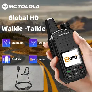 4g Zello Poc Portable Handheld Walkie Talkie with Headset, Android System, Bluetooth-compatible WiFi, Global Ptt Coverage, Ideal for Hiking Camping Fishing Skiing