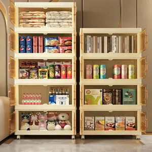 5 Tier Plastic Storage Bins with Wheels, Collapsible Stackable Organizer for Home, Closet and Kitchen Storage