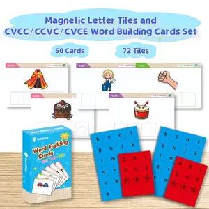 CVCC CCVC CVCE Word Cards Magnetic Letter Tiles Set, Educational Learning Tools for Kids, Durable & Reusable Alphabet Magnets, Learning Materials