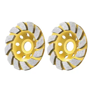 2pcs 4 Inch Concrete Grinding Wheels 7/8 Inch Arbor Grinding Cup Wheel with 12 Diamond Segments for 4.5" Angle Grinder Paint Epoxy Coating Removal, Yellow Ultra Thin Mesh Cutting Blades Universal Propane Tank Gauge Leak Detector