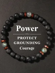 Men's High-End Beaded Bracelet Set, Natural Stone & Elastic Rope Design, Perfect Gift for Him, Durable Jewelry Accessory