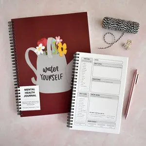 Water Yourself Mental Health Journal - Self Care Gift For Her - Therapy Journal Best Anxiety Notebook - Wellness Journal With Mood Tracker Mindfulness Gift Spiral Bound Planner