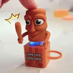 New Tung Tung Tung Sahur Stickman Desktop Ornament Model Creative Quirky Press And Light Up Stress Relieving Toys Ornaments