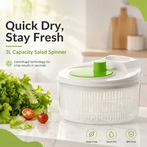 3-Liter Manual Salad Spinner, Large-Capacity Vegetable Spinner, Lettuce Washer,Ideal for kitchen prep and salad making