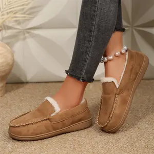 Women's Casual Loafers Warm Fleece Lined Slip - On Shoes Slippers Casual Walking Shoes Indoor/Outdoor Winter Warm Mini Snow Boots