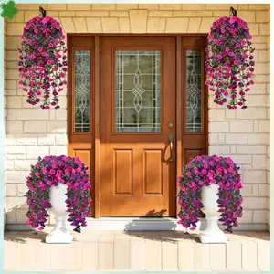 4/6PCS  Fake Artificial Flowers for Outdoors, Faux Hanging Pansy Flowers, UV Resistant Silk Fake Plants for Porch Patio Garden Yard Balcony Planter Spring Summer Home Decor