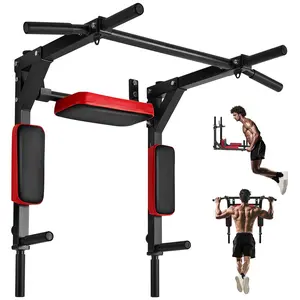 VEVOR Multifunctional Pull Up Bar, Wall Mounted Chin Up Bar Dip Station for Home Gym, Heavy Duty Steel Upper Body Workout Pull Ups, Power Tower Set Training Equipment Fitness, 440 lbs Weight Capacity