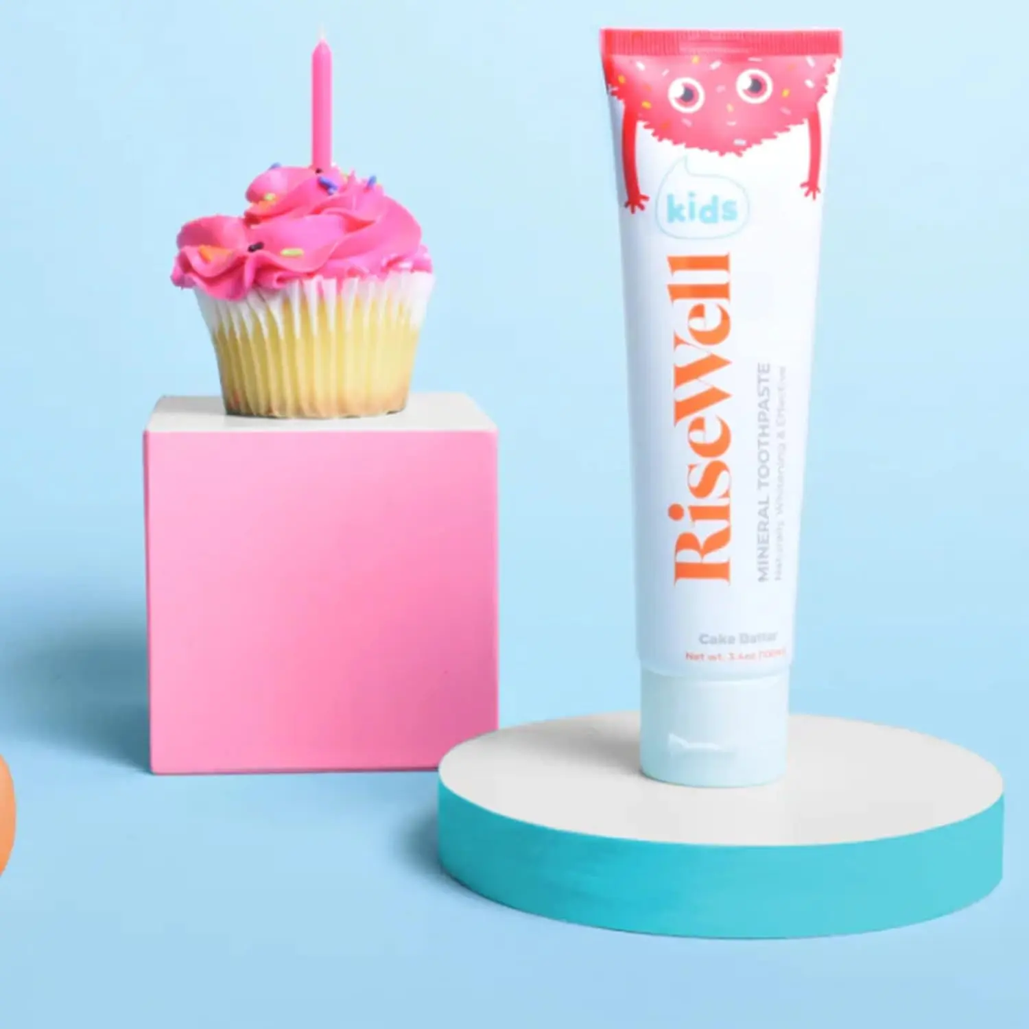 RiseWell Kids Cake Batter Flavor Mineral Toothpaste - Kids Hydroxyapatite Toothpaste, Safe to Swallow, No Harsh Ingredients, Cake Batter Flavor, 3.4oz