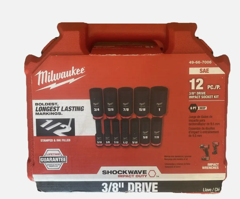 49-66-7006 - Milwaukee - 3/8" SAE 12 Pc Deep impact sockets MSRP $85