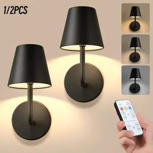2/1pc Modern LED Wall Sconce with Touch Remote Control - Dimmable Night Light, Adjustable Brightness, Wireless, 360° Rotating, Rechargeable Battery, Ideal for Reading and Night Lighting, Bedroom Wall Lamp, Modern Night Lights