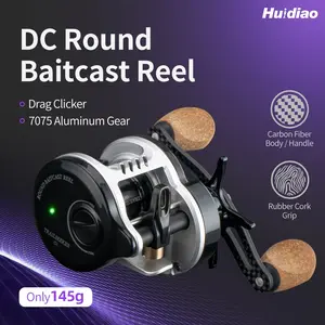 HUIDIAO TRAILSEEKER DC Round Baitcasting Reel Digital Control Braking System Conventional Reel 145g/5.11oz Lightweight Carbon Fiber Body/Handle 7.2:1 Smart Anti-Backlash for Finesse Fishing