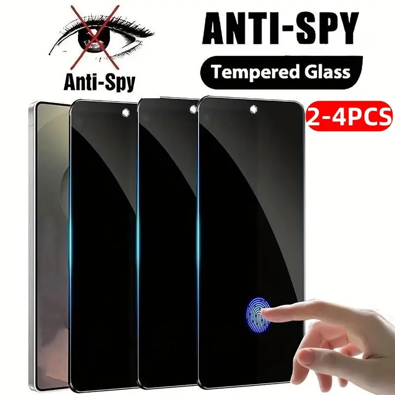 2-4 Packs Full Cover Privacy Tempered Glass For Samsung Galaxy S25 Ultra/S24 Ultra/S25/S24/Plus/S23/S22/S21/FE/S23+/S22+, Accessories, 9H+ Anti Spy Glass Screen Protector, Fingerprint unlocking, Case Friendly, Anti-Fingerprint, Bubble Free, Protective