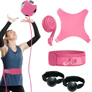 Volleyball Smash Artifact Air Ball Control Training Set for Adults & Kids with Pink Rebound Waist Binding and Auxiliary Practice Balls
