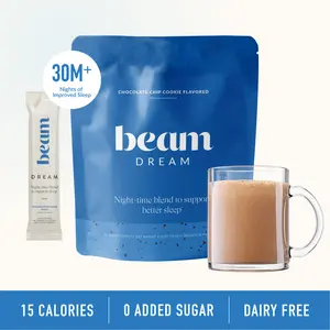 Beam Dream Viral Nighttime Hot Cocoa, 20 servings/bag, Chocolate Chip Cookie, 30M+ Nights of Improved Sleep with Melatonin, L-Theanine, & Magnesium, No Added Sugar Dietary