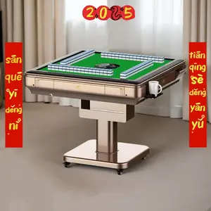Automatic Foldable Mahjong Table Champagne Gold With 2-Sets 44MM Extra Large Tiles + USB Charger (Not Included Table Cover)