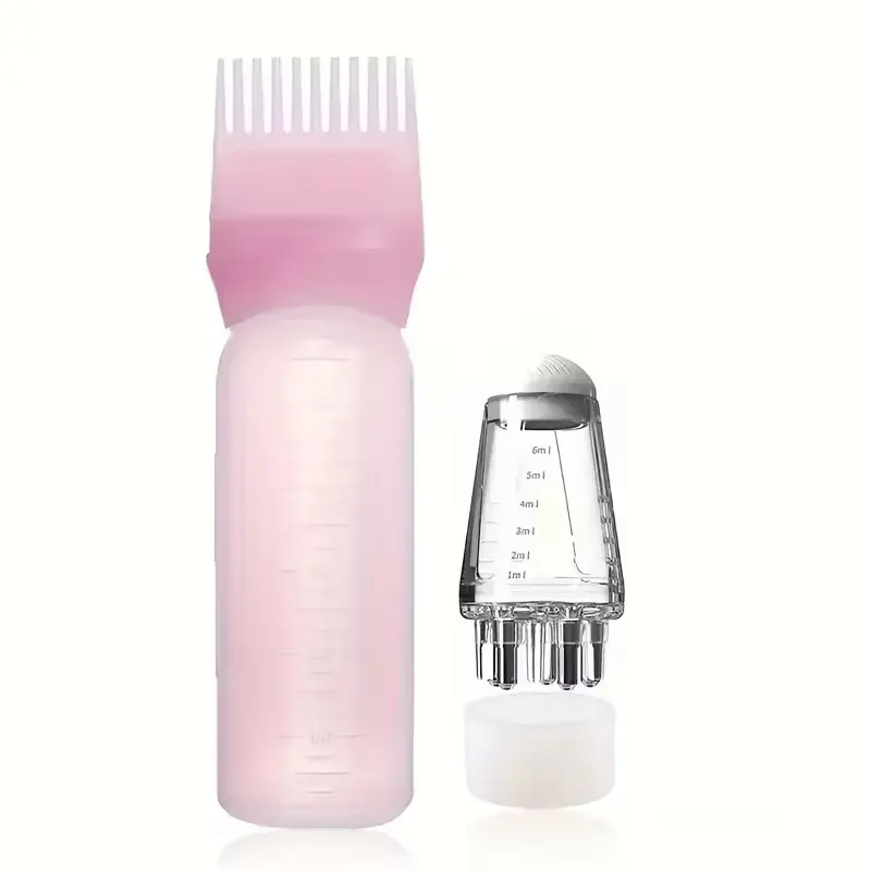 2Pcs scalp styling care tool 6OZ hair dye oil application bottle, professional hair dye comb bottle 6ml/0.2OZ scalp essential oil ball, scalp applicator Root Touch Up Hair Coloring Hair Touch Up For Roots