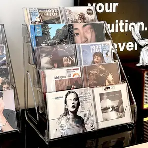 CD rack, album storage box, vinyl record, mini disc collection display rack, CD tape, transparent storage rack, Adjustable Standing Shelf, Clear Display Stand