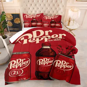 Dr Pepper printed pattern bedding set, including 1 blanket and 1 or 2 pillowcases without pillowcases, soft children's and adult bedroom decoration gifts
