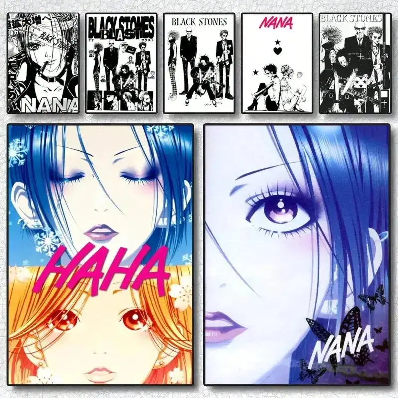 Two Nanas Retro Japanese Anime Canvas Art - NANA Osaki & Punk Band Black Stones Aesthetic Poster - High-Quality Vintage Manga Wall Prints for Room Decor, Anime Fan Gift & Bedroom Wall Art