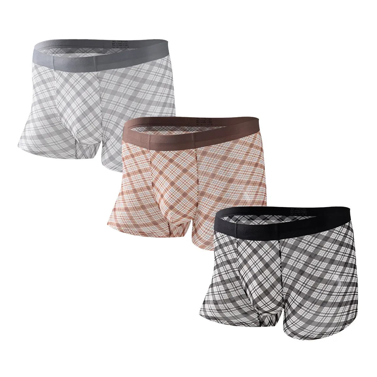 NEXFORMX Men’s Retro Plaid Cooling Boxer Trunks Subtle Shimmer Seamless Silky Smooth Lightly Scented Comfortable Summer Underwear