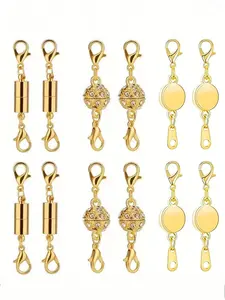 12 pcs Jewelry Accessories Necklace Buckle, Magnetic Style Bracelet Buckle, Diamond And Ball, Cylinder Combination Set, Necklace Mouth, Clothing Decoration, DIY Jewelry Making