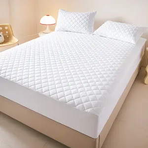 New Soft Comfort Waterproof Bed Sheet Quilted Mattress Protector Cover, Pure Color Design, Breathable Bedding Accessories