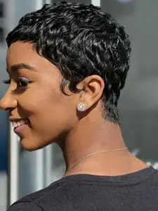 Women's Pixie Cut Wig, Human Hair Layered Cut Design, Short Hairstyle for Everyday Use, Natural Look & Comfortable Fit