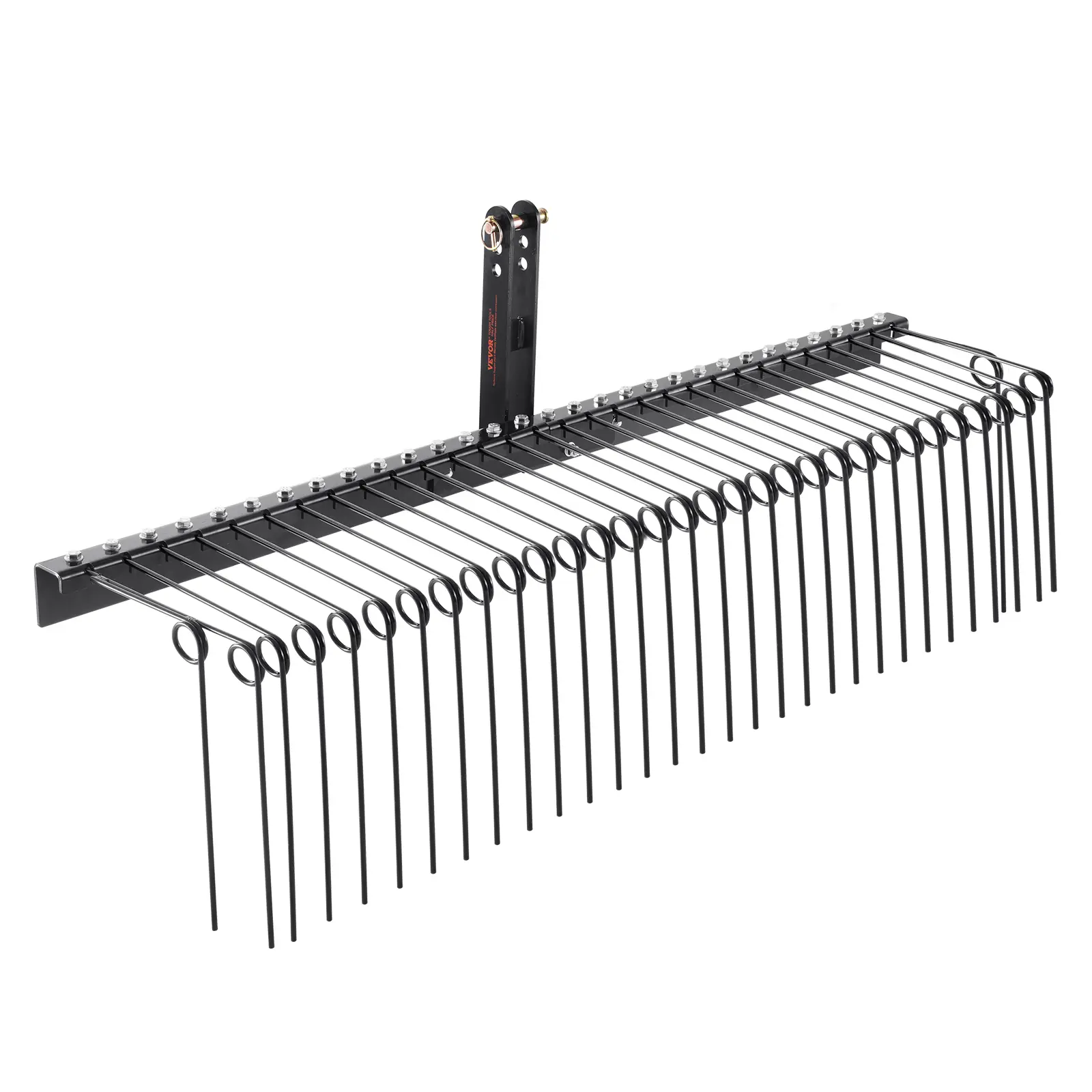 【Summerfinds】VEVOR 72" Tow-Behind Lawn Leveling Rake - 32 Tough Steel Tines Rustproof Metal Tool, Tow Dethatcher, Fits 1-3 Hitch, for Tractors, Pine Needle Pickup