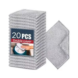 20-pack upgraded steel wool dishcloths, double-layer multipurpose dishcloths, powerful cleaning without scratching, suitable for cookware, sinks, dishes, and stovetops