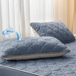 Waterproof and sweat-proof pillowcases 2 pcs, silent and machine washable, thickened and skin-friendly hotel home pillowcases, no pillow core decorative bedroom room pillowcases optional Soft Breathable Sheet Reversible Microfiber Bedding