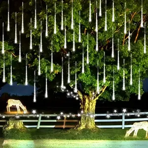 1pc USB Powered Meteor Shower Light String, 192 Leds, 8 Strings, 24 Leds Per String, Ideal for Patios, Umbrellas, Gardens, Valentine's Day Decor, Versatile Placement