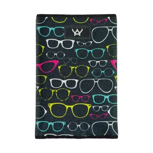 212 MAIN Retro Slim Front Pocket Men's RFID Blocking Durable Wallet - Eco-Polyester, Glasses Print, Card Slots, Stylish Wallet, Daily Card Storage