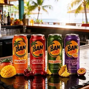 BAM Juice - Mango, Cherry, Pineapple, Passion Fruit Flavors - 500ml Cans - Refreshing Fruit Drinks - Perfect for Summer